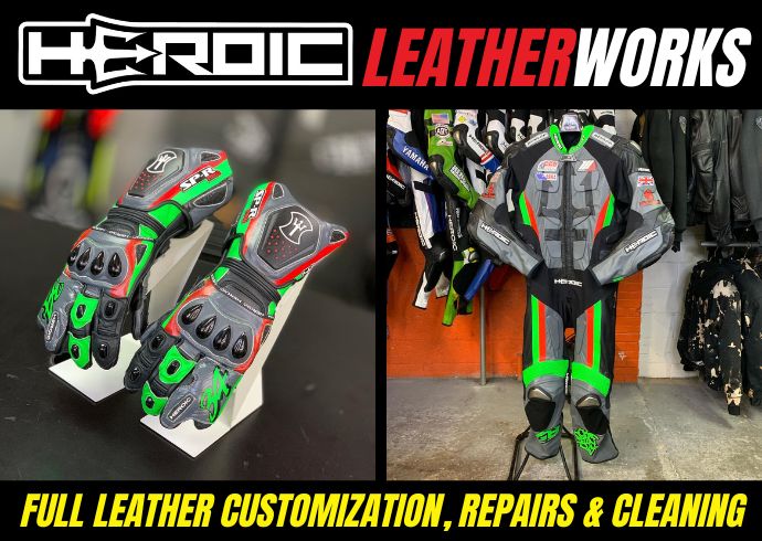 HEROIC Racing offers motorcycle leather cleaning, repair and customization.