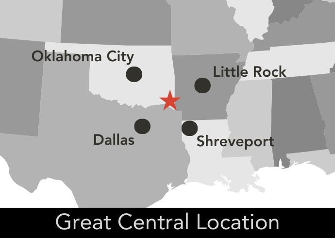 Aiukli Cabins are near Oklahoma City, Little Rock, Dallas, and Shreveport